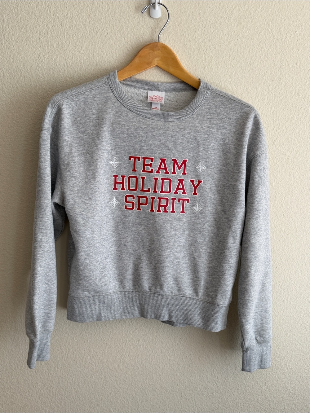 Wondershop Gray Crewneck Sweatshirt with Red Holiday Lettering